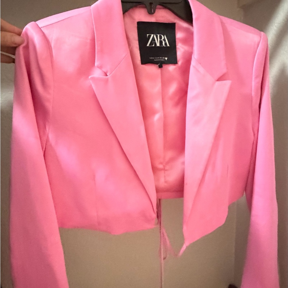 Zara Pink Cropped Blazer